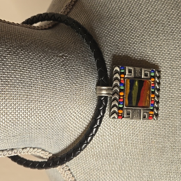 Chico's Leather Multi Stone Pendant Necklace - Picture 2 of 6